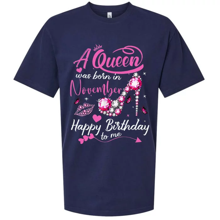 Black Queens Are Born In November Birthday Sueded Cloud Jersey T-Shirt