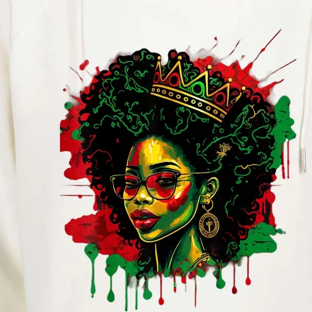 Black Queen Afro Melanin Woman Dripping Art Black History Womens Funnel Neck Pullover Hood