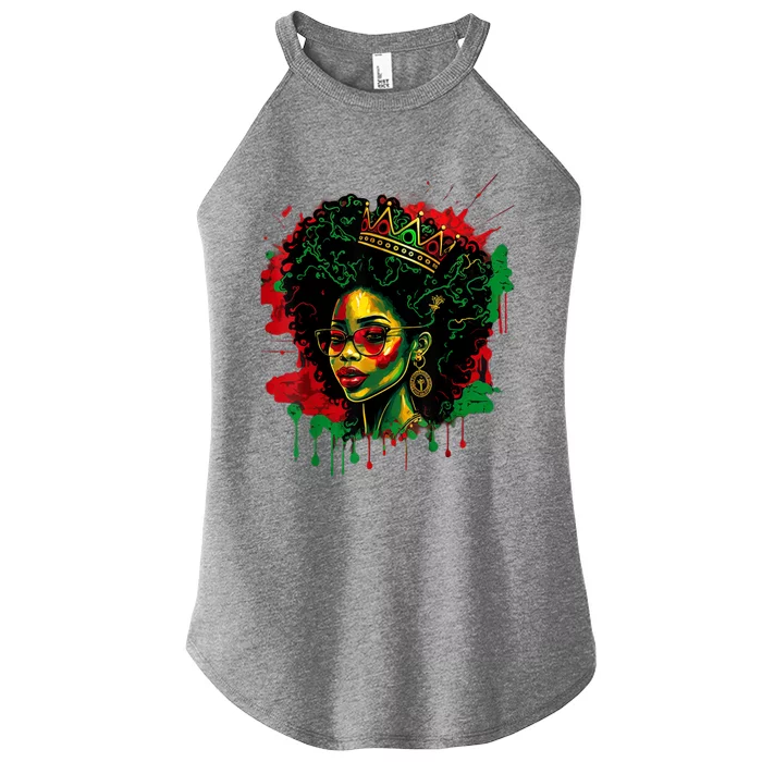 Black Queen Afro Melanin Woman Dripping Art Black History Women’s Perfect Tri Rocker Tank