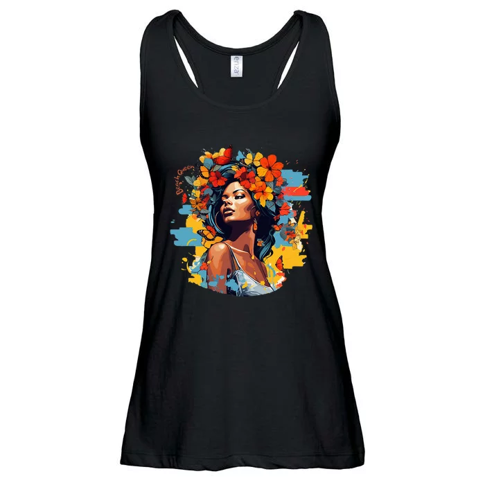 Black Queen Beach Lady Flowers Butterflies Beautiful Ladies Essential Flowy Tank