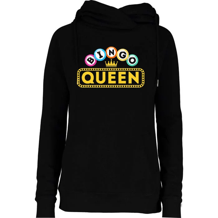 Bingo Queen Bingo Lover Gambler Gambling Womens Funnel Neck Pullover Hood