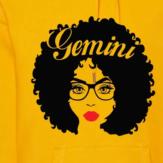 Black Queen Birthday Gifts Red Lips Afro Diva Gemini Zodiac Premium Hoodie