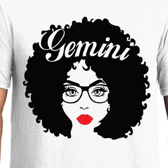 Black Queen Birthday Gifts Red Lips Afro Diva Gemini Zodiac Pajama Set