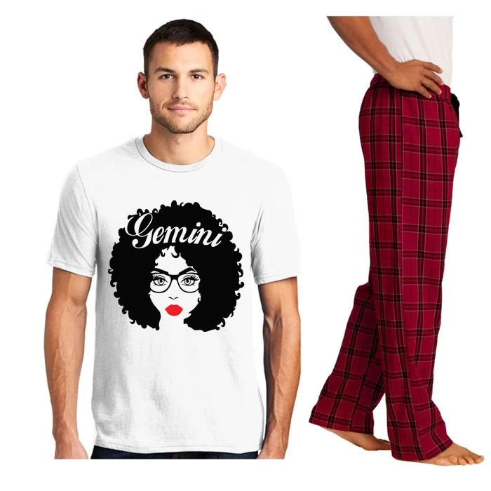 Black Queen Birthday Gifts Red Lips Afro Diva Gemini Zodiac Pajama Set