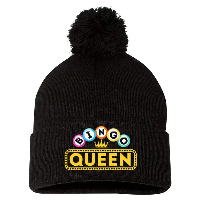 Bingo Queen Bingo Lover Gambler Gambling Pom Pom 12in Knit Beanie