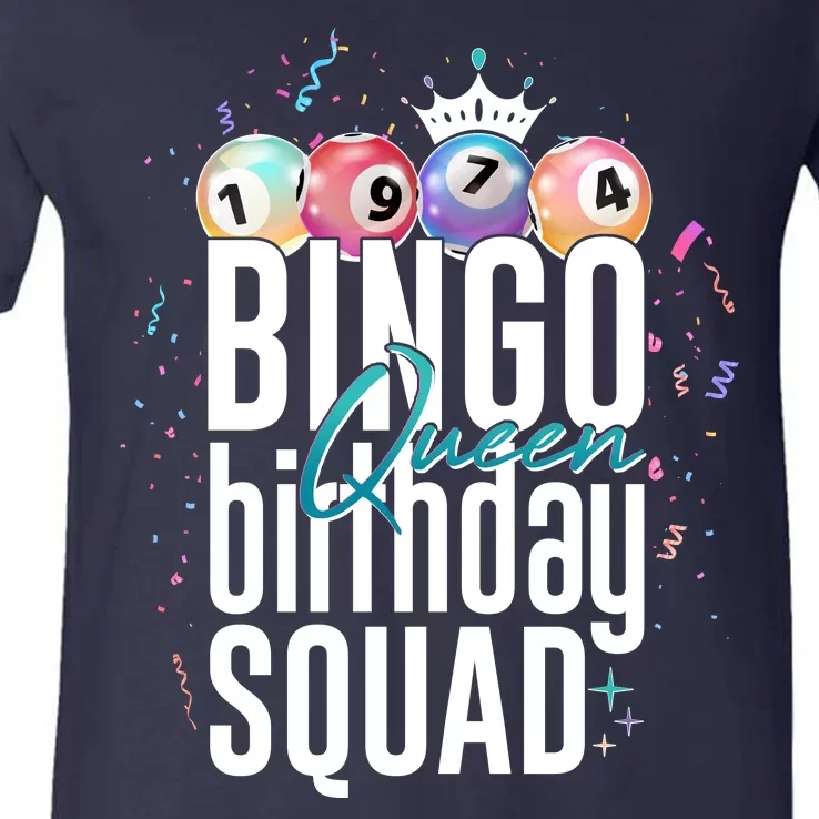 Bingo Queen Birthday Squad V-Neck T-Shirt