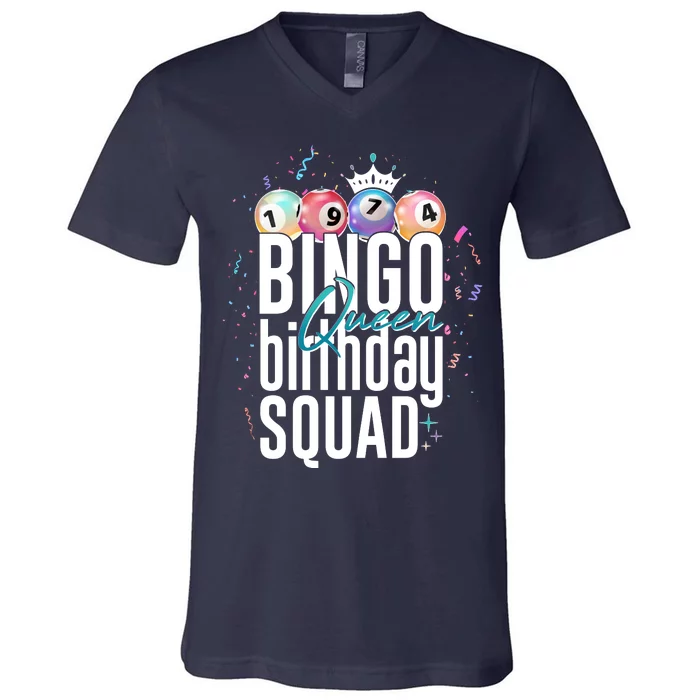 Bingo Queen Birthday Squad V-Neck T-Shirt