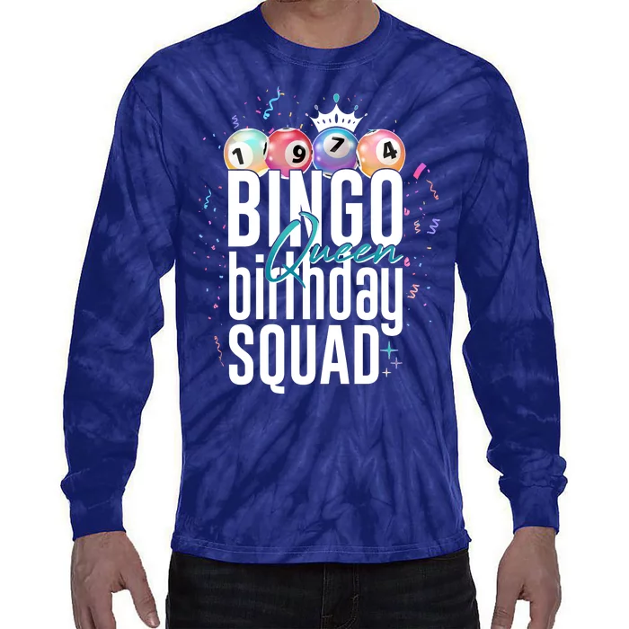 Bingo Queen Birthday Squad Tie-Dye Long Sleeve Shirt