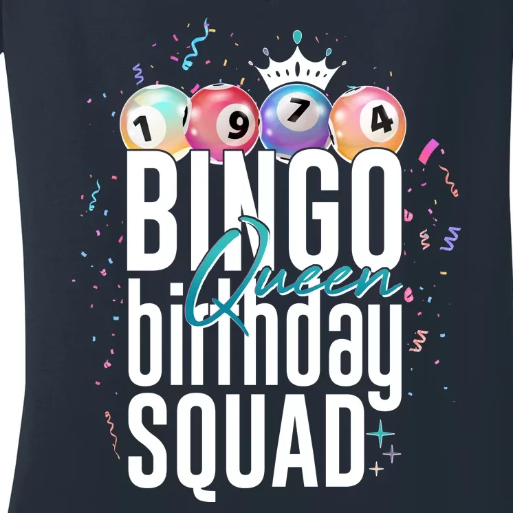 Bingo Queen Birthday Squad Women's V-Neck T-Shirt