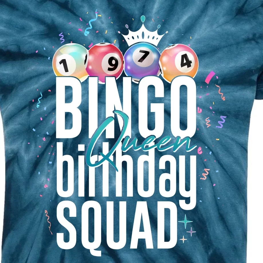 Bingo Queen Birthday Squad Kids Tie-Dye T-Shirt