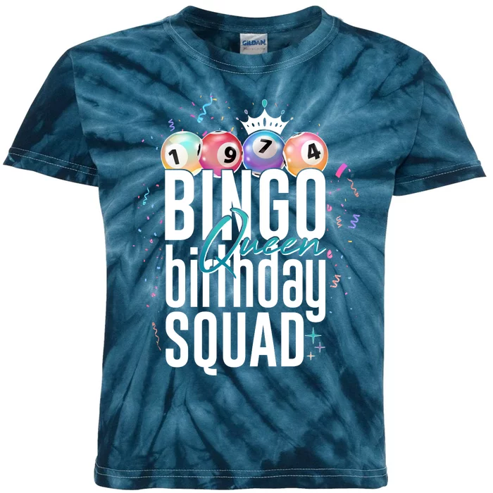 Bingo Queen Birthday Squad Kids Tie-Dye T-Shirt