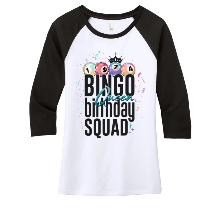 Bingo Queen Birthday Squad Women's Tri-Blend 3/4-Sleeve Raglan Shirt