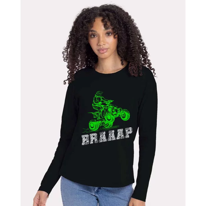 Braap Quad Biker Atv 4 Wheeler Funny Brap Quad Womens Cotton Relaxed Long Sleeve T-Shirt