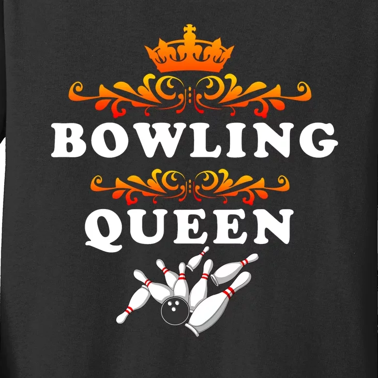 Bowling Queen Kids Long Sleeve Shirt