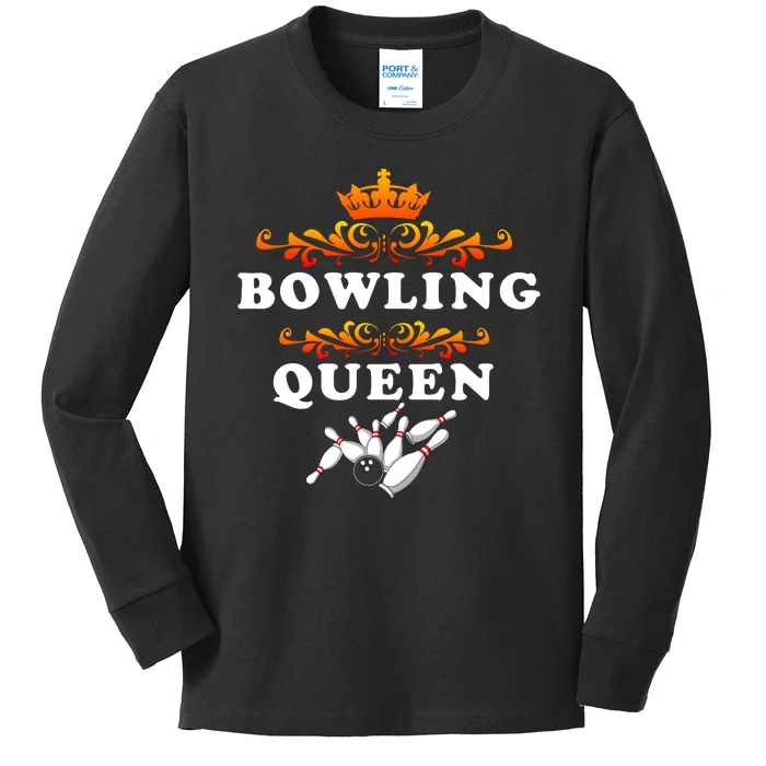 Bowling Queen Kids Long Sleeve Shirt