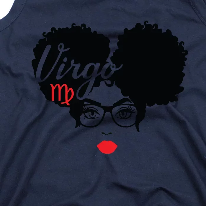 Black Queen Birthday Lips Afro Melanin Puffs Virgo Zodiac Tank Top