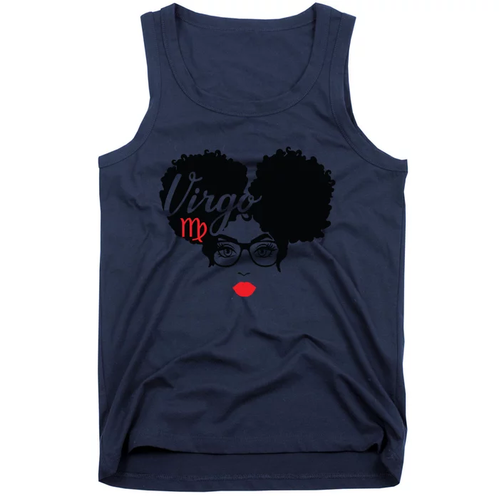 Black Queen Birthday Lips Afro Melanin Puffs Virgo Zodiac Tank Top