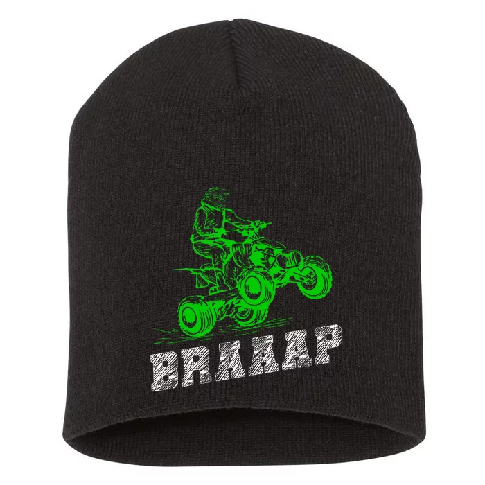 Braap Quad Biker Atv 4 Wheeler Funny Brap Quad Short Acrylic Beanie