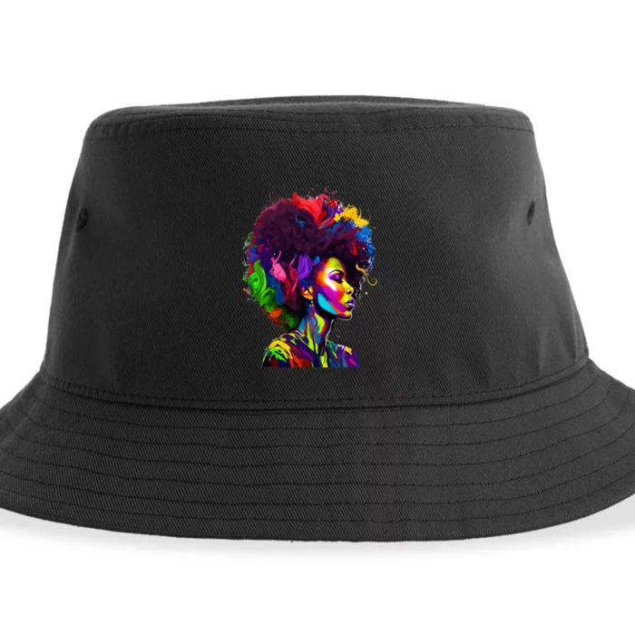 Black Queen's Colorful Afro Sustainable Bucket Hat