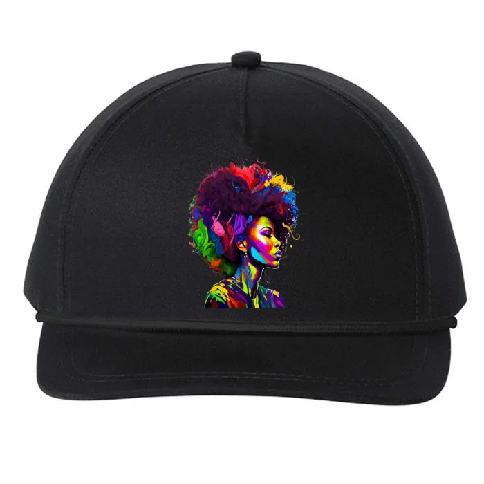 Black Queen's Colorful Afro Snapback Five-Panel Rope Hat