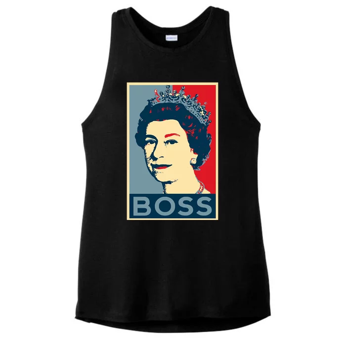 Boss Queen Elizabeth Retro Vintage Ladies Tri-Blend Wicking Tank