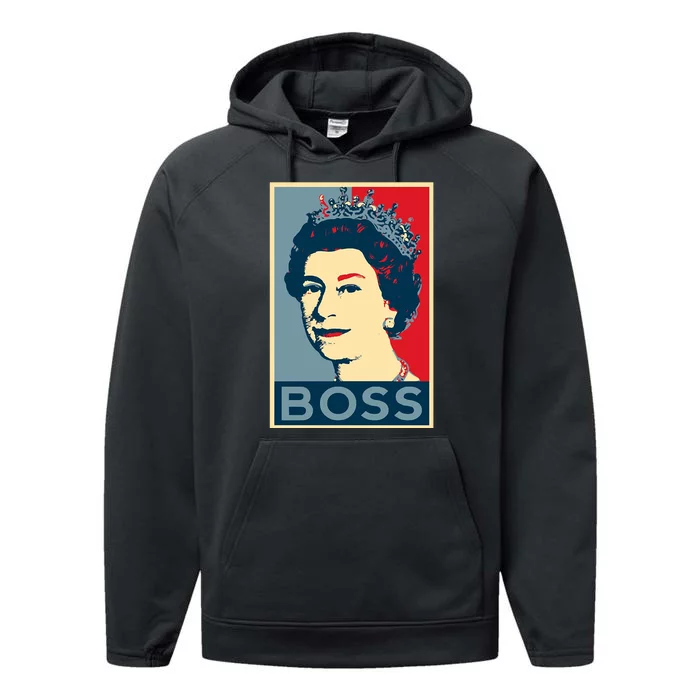 Boss Queen Elizabeth Retro Vintage Performance Fleece Hoodie