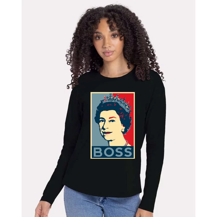 Boss Queen Elizabeth Retro Vintage Womens Cotton Relaxed Long Sleeve T-Shirt