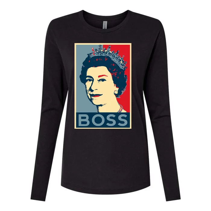 Boss Queen Elizabeth Retro Vintage Womens Cotton Relaxed Long Sleeve T-Shirt