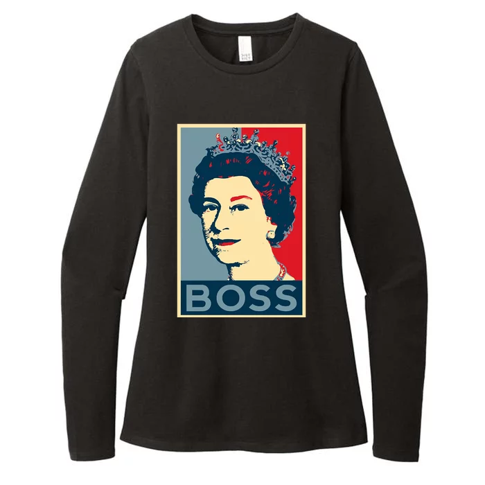 Boss Queen Elizabeth Retro Vintage Womens CVC Long Sleeve Shirt