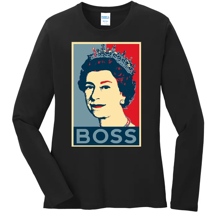 Boss Queen Elizabeth Retro Vintage Ladies Long Sleeve Shirt