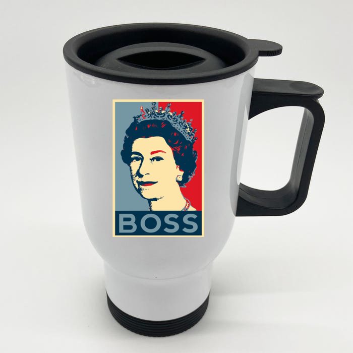 Boss Queen Elizabeth Retro Vintage Front & Back Stainless Steel Travel Mug