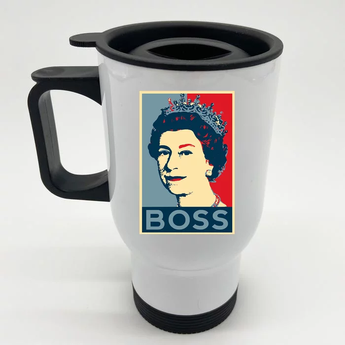 Boss Queen Elizabeth Retro Vintage Front & Back Stainless Steel Travel Mug