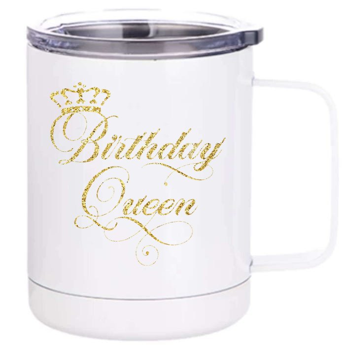 Birthday Queen Elegant Crown Design Front & Back 12oz Stainless Steel Tumbler Cup