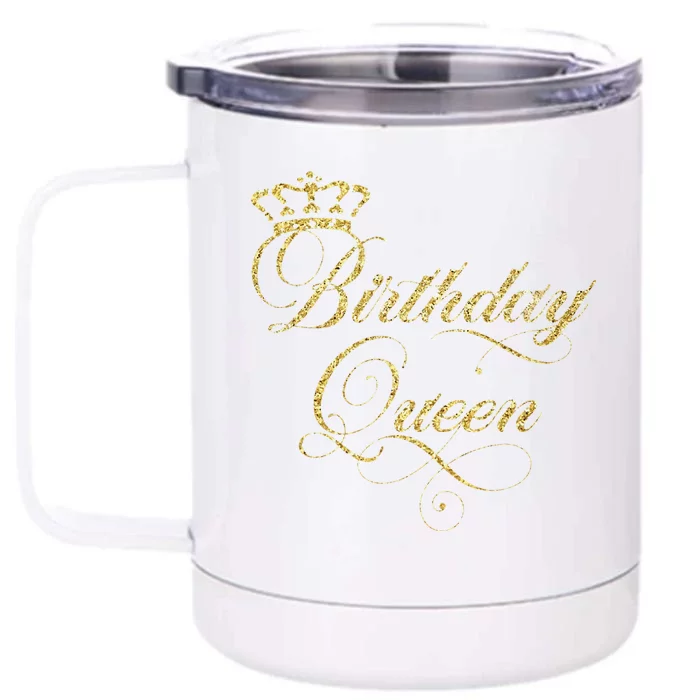 Birthday Queen Elegant Crown Design Front & Back 12oz Stainless Steel Tumbler Cup