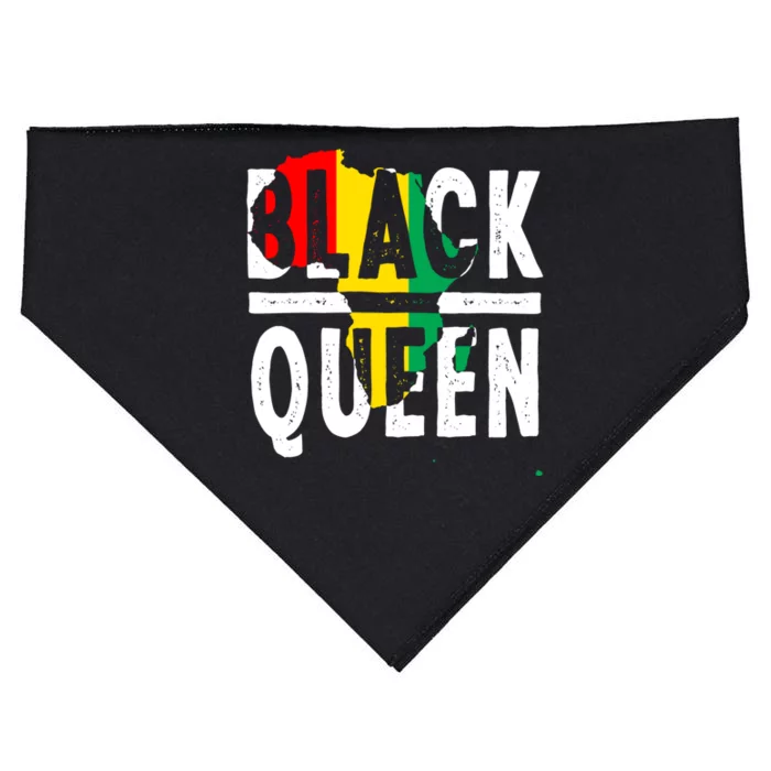 Black Queen Funny Africa Map History Pride Month Gift USA-Made Doggie Bandana