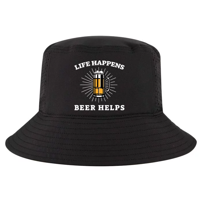 Beer Quote Funny Life Happens Helps Drink Festival Drinking Cool Comfort Performance Bucket Hat