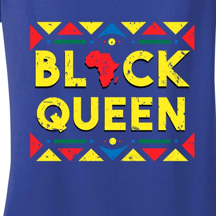 Black Queen Funny Gift African Roots Black History Month Gift Women's V-Neck T-Shirt