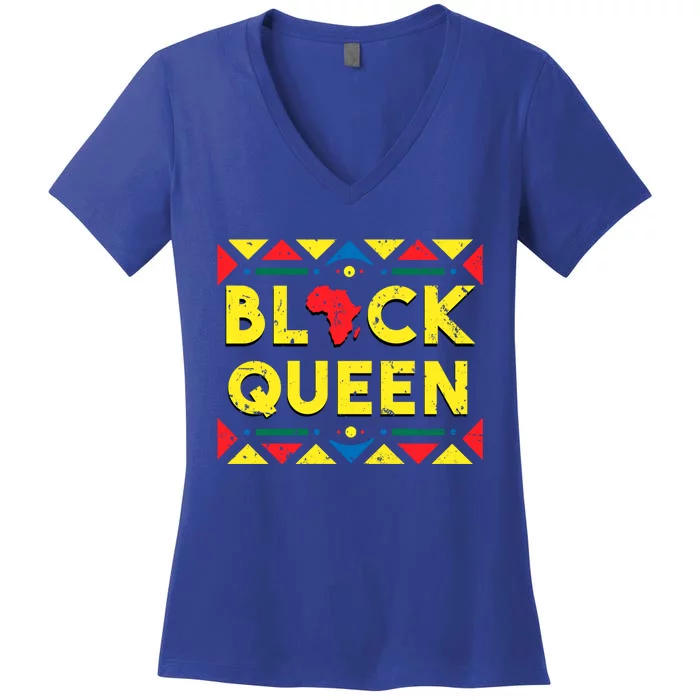 Black Queen Funny Gift African Roots Black History Month Gift Women's V-Neck T-Shirt