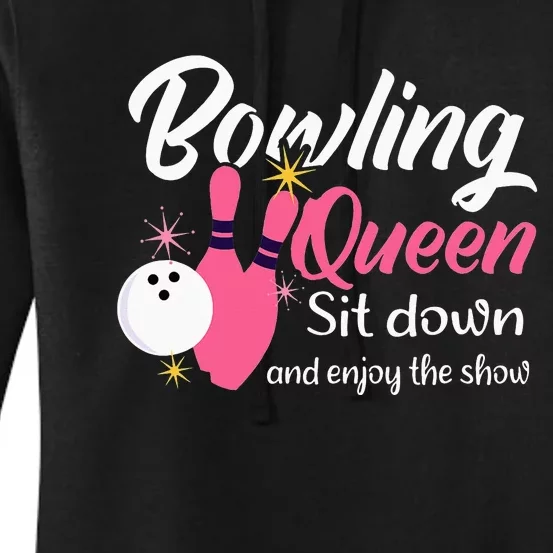 Bowling Queen, Funny Bowling Women's Pullover Hoodie