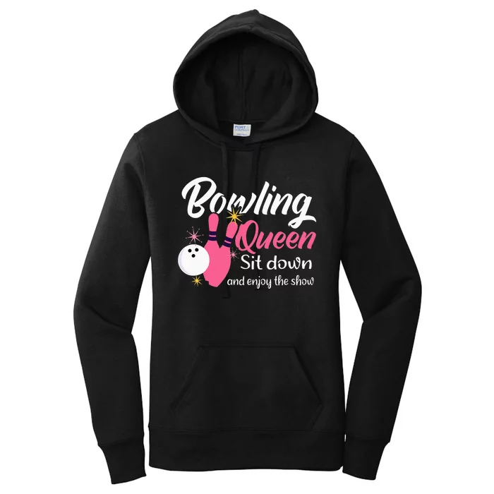 Bowling Queen, Funny Bowling Women's Pullover Hoodie