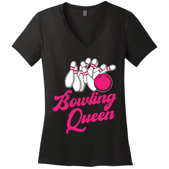 Bowling Queen Gift Women's V-Neck T-Shirt