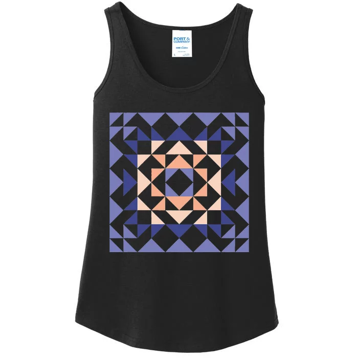 Barn Quilt Geometric Shapes Design In Peach And Lavender Ladies Essential Tank