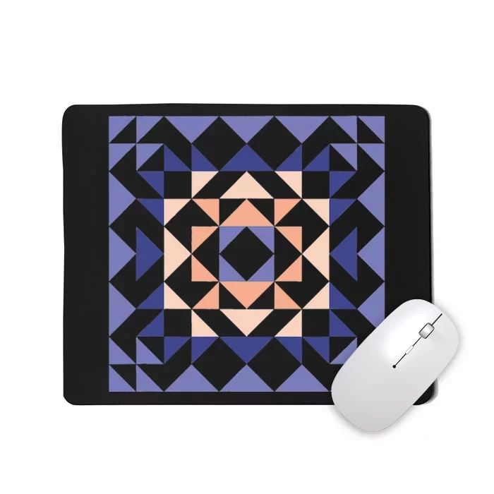 Barn Quilt Geometric Shapes Design In Peach And Lavender Mousepad