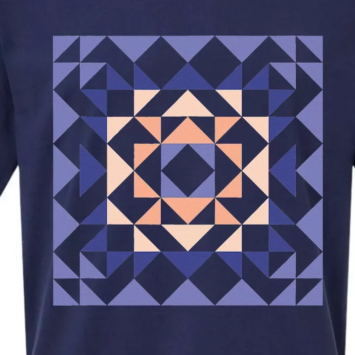 Barn Quilt Geometric Shapes Design In Peach And Lavender Sueded Cloud Jersey T-Shirt