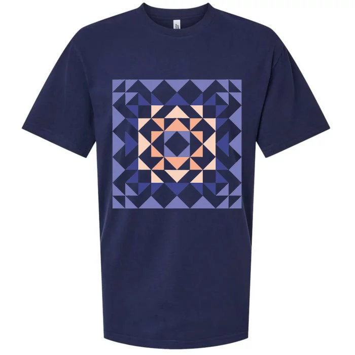 Barn Quilt Geometric Shapes Design In Peach And Lavender Sueded Cloud Jersey T-Shirt