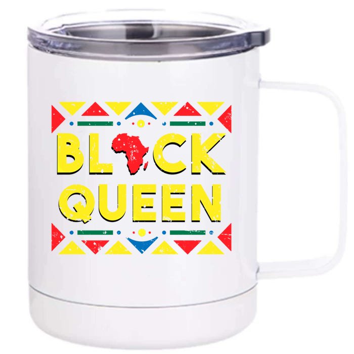 Black Queen Great Gift African Roots Black History Month Gift Front & Back 12oz Stainless Steel Tumbler Cup