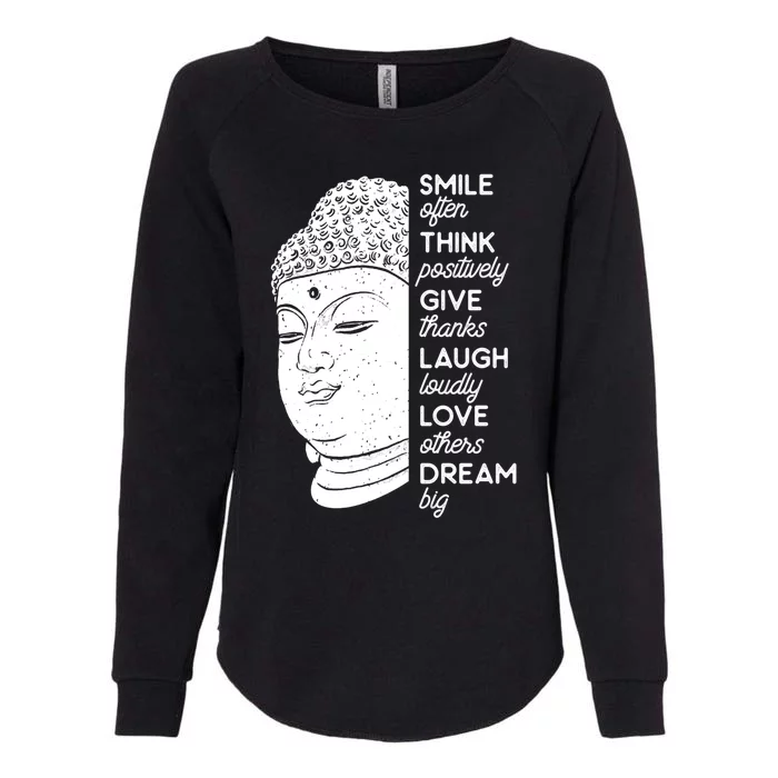 Buddha Quote Head Smile Often Yoga Cool Gift Womens California Wash Sweatshirt