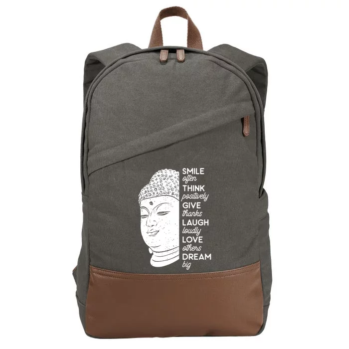 Buddha Quote Head Smile Often Yoga Cool Gift Cotton Canvas Backpack