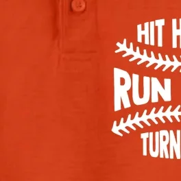 Baseball Quote Hit Hard Run Fast Turn Left Funny Phrase Gift Dry Zone Grid Performance Polo