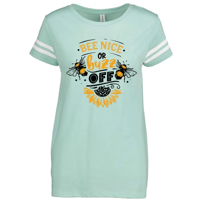 Beekeeper Quote Honey Bee Quote Bee Nice Or Buzz Off Enza Ladies Jersey Football T-Shirt